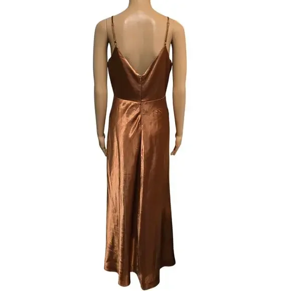 Birdy Grey Copper Satin Formal Dress Size Small - Picture 5 of 7